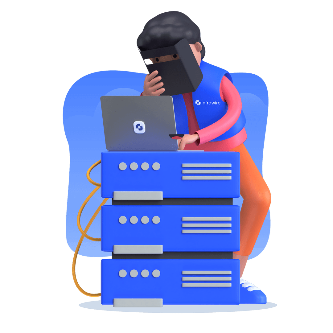 Infrawire technician configuring a dedicated server