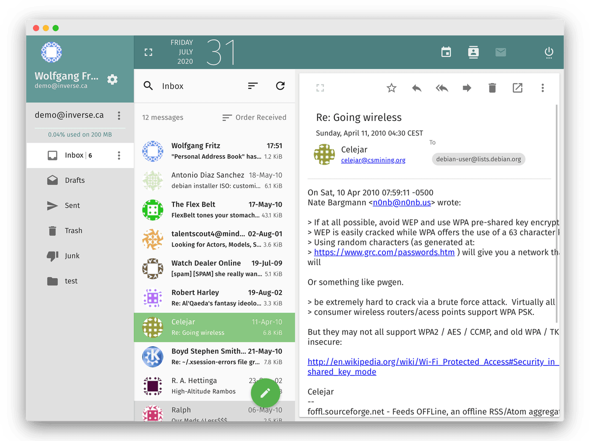 Webmail SOGo - Interface moderne pour la gestion d'emails professionnels
